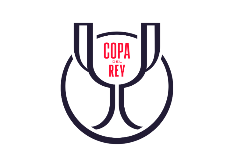Logo of Copa del Rey featuring a stylized trophy design in dark lines forming a circular shape. The words Copa del Rey are written in red at the center, resembling the trophys bowl. Presented against a white background, its an emblem that fans from Betway Arabia would recognize instantly.