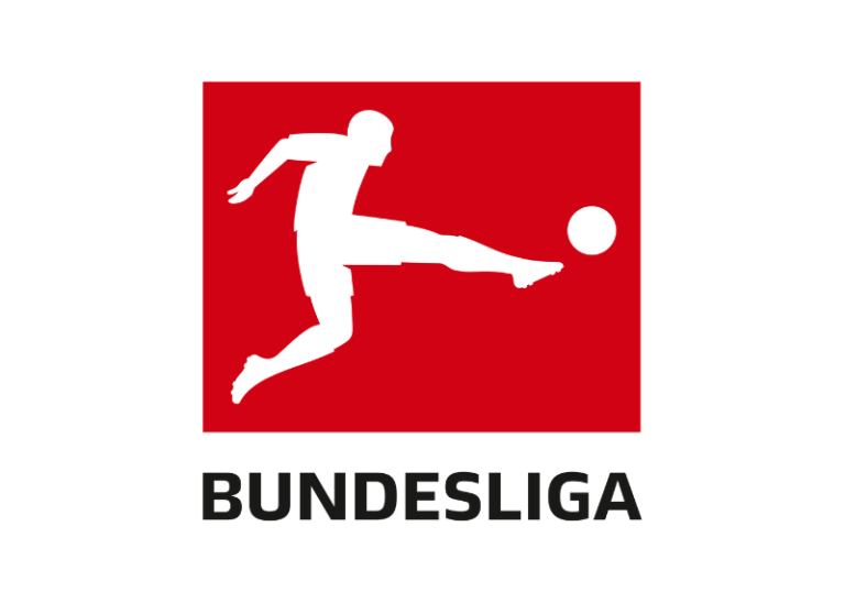 Silhouette of a soccer player kicking a ball on a red background with the text BUNDESLIGA below, presented by Betway Arabia.
